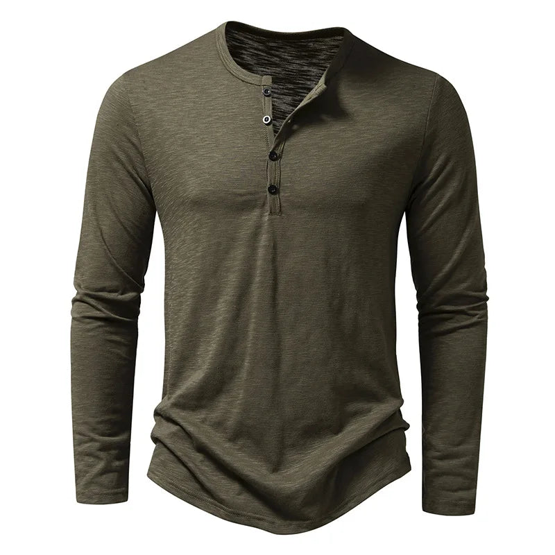 Riverside Henley à manches longues — tricot de coton
