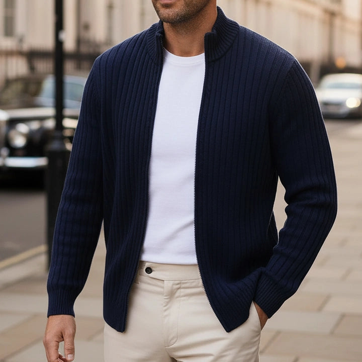 Veste en tricot Thorne (Cardigan zippé côtelé)