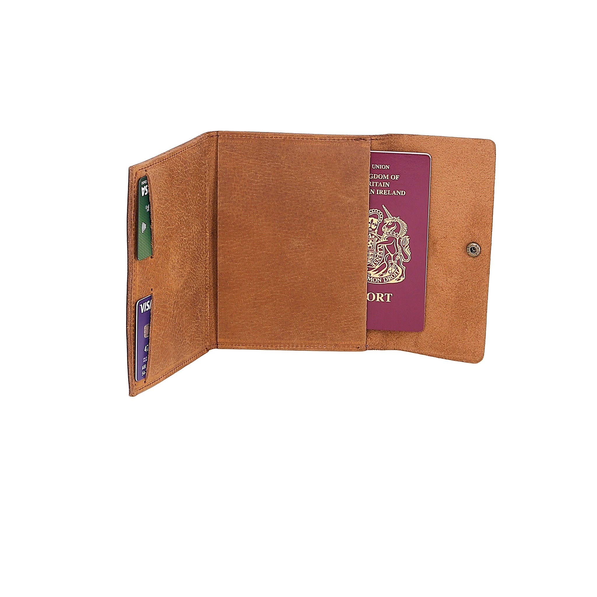 Étui à passeport en cuir couleur tan Siena