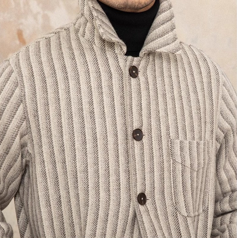 Veste-chemise de travail en mélange de laine à rayures chevrons Parma