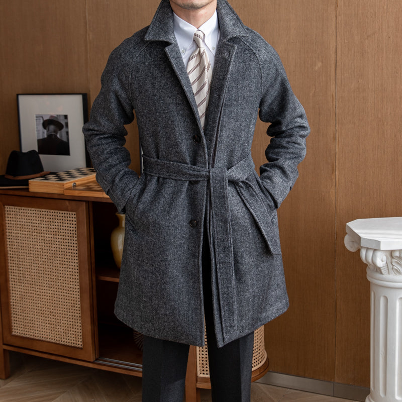 Manteau raglan ceinturé en mélange de laine Royal Albert