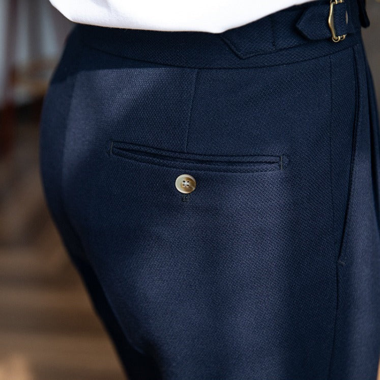 Pantalon texturé à double pli en mélange de laine de Londres
