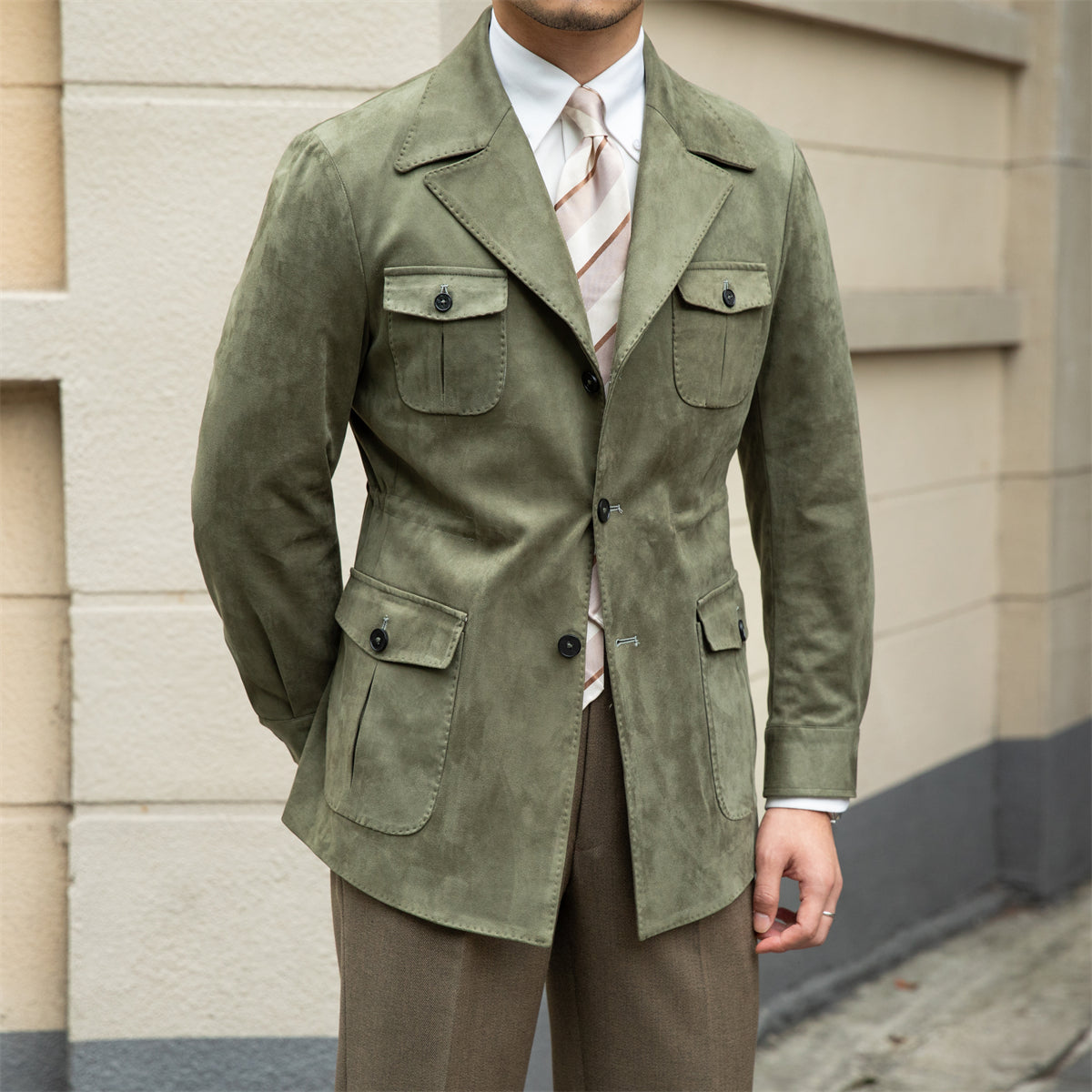 Veste col de costume Milan en suédine synthétique