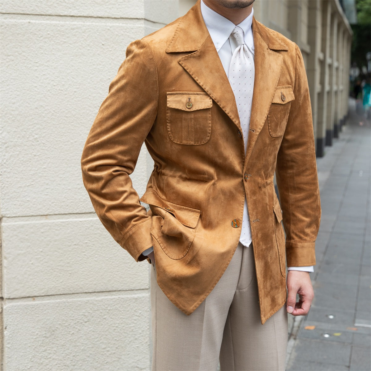 Veste col de costume Milan en suédine synthétique