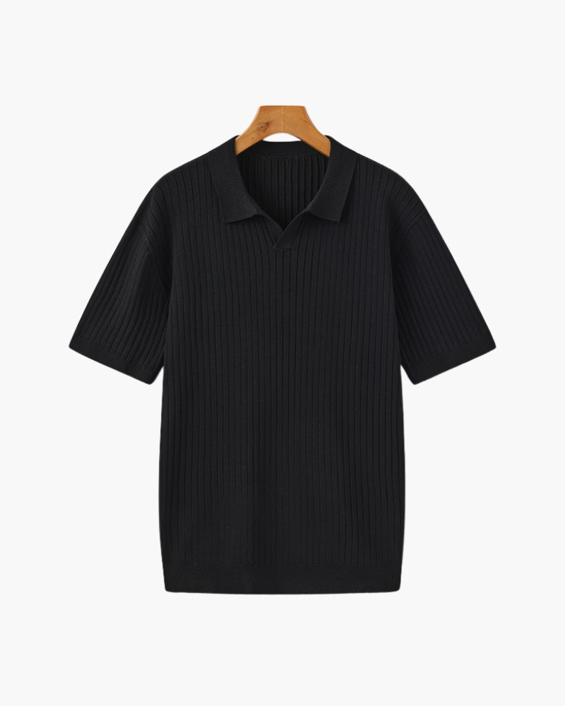 Polo en maille côtelée – Mérinos fin