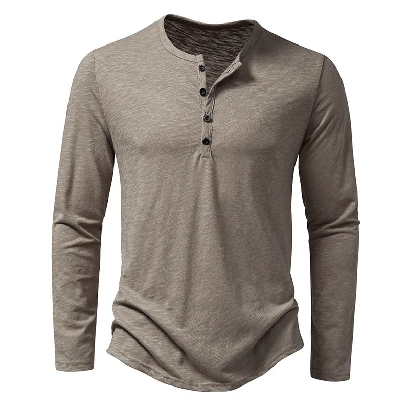 Riverside Henley à manches longues — tricot de coton
