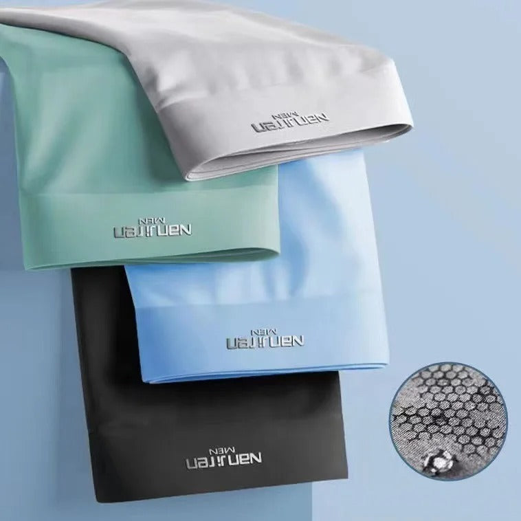 Lot de 4 boxers pour hommes en soie glacée, respirants et confortables