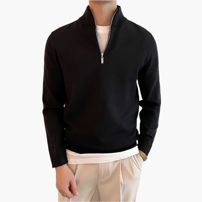Pull Vaduz à demi-fermeture éclair fine