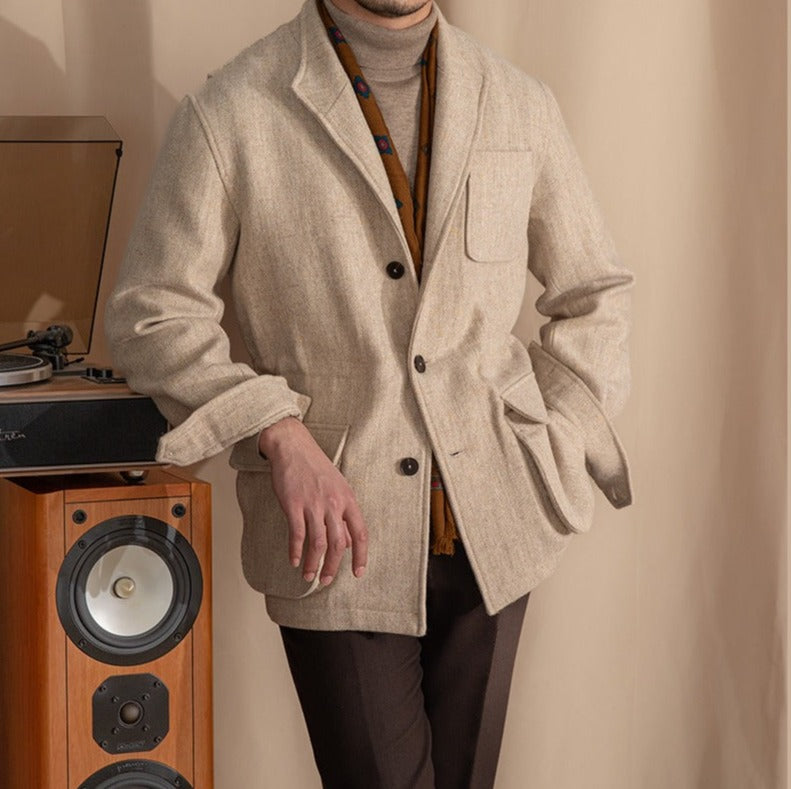 Veste de sport en tweed de laine Eton à chevrons