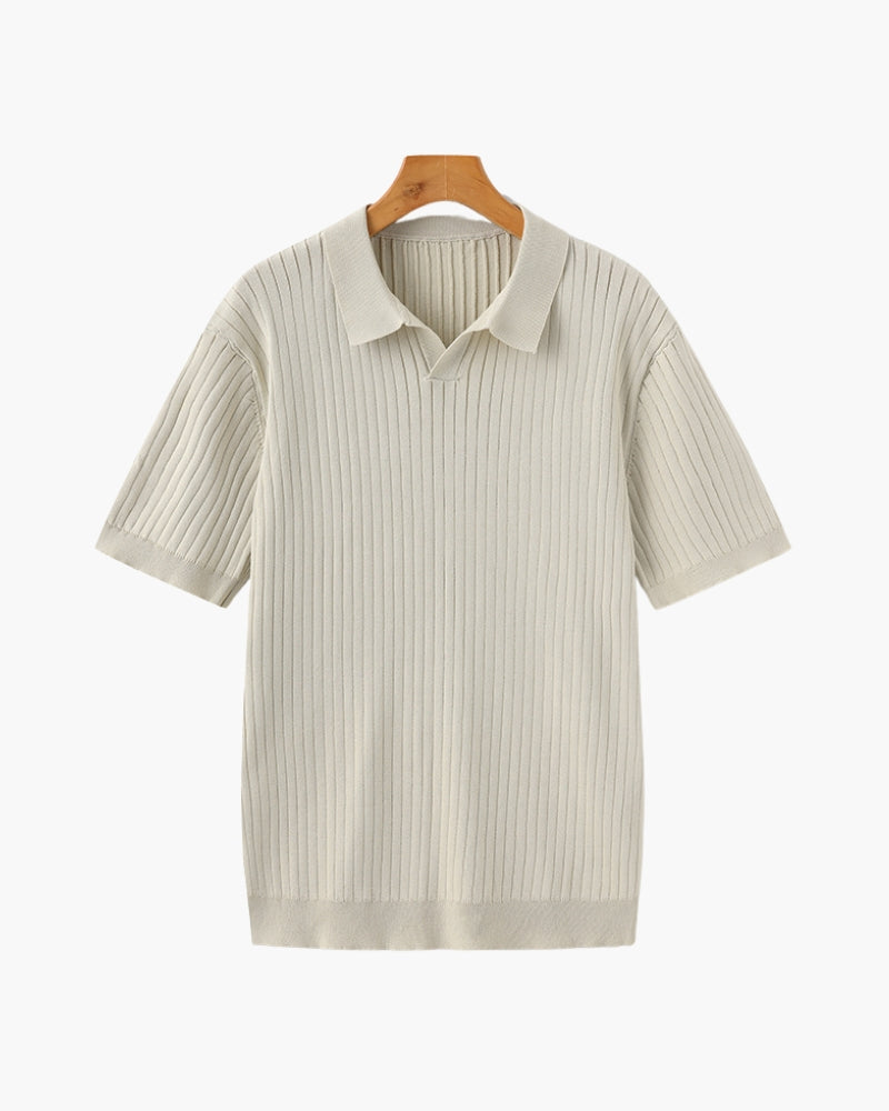 Polo en maille côtelée – Mérinos fin