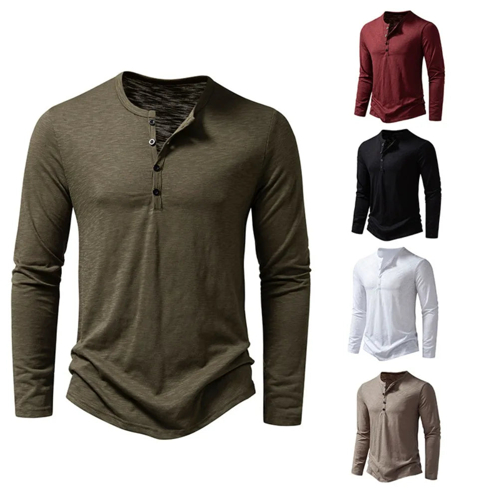 Riverside Henley à manches longues — tricot de coton