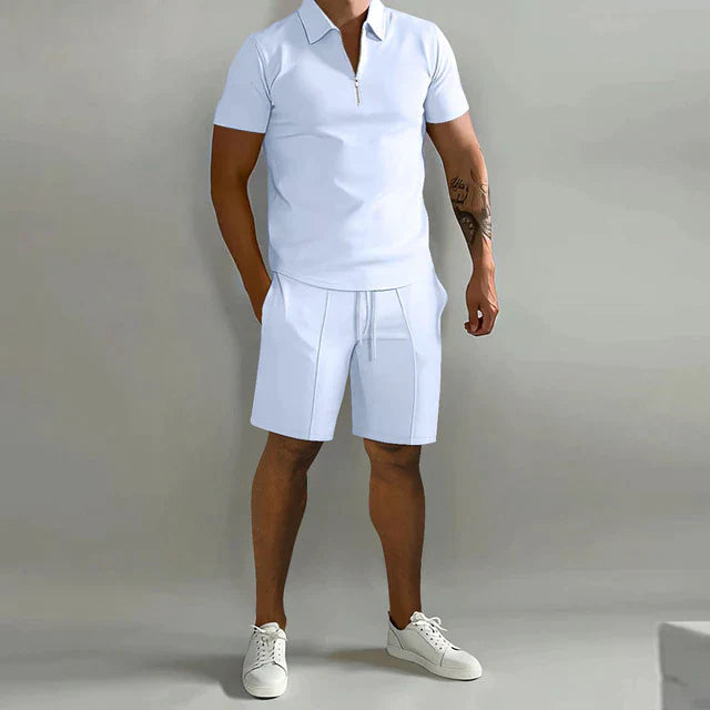 Baumwoll-Piqué-Polo & Twill-Shorts-Co-Ord