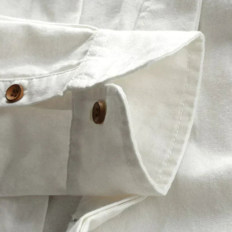 Chemise en lin Kenji Grandad-Collar