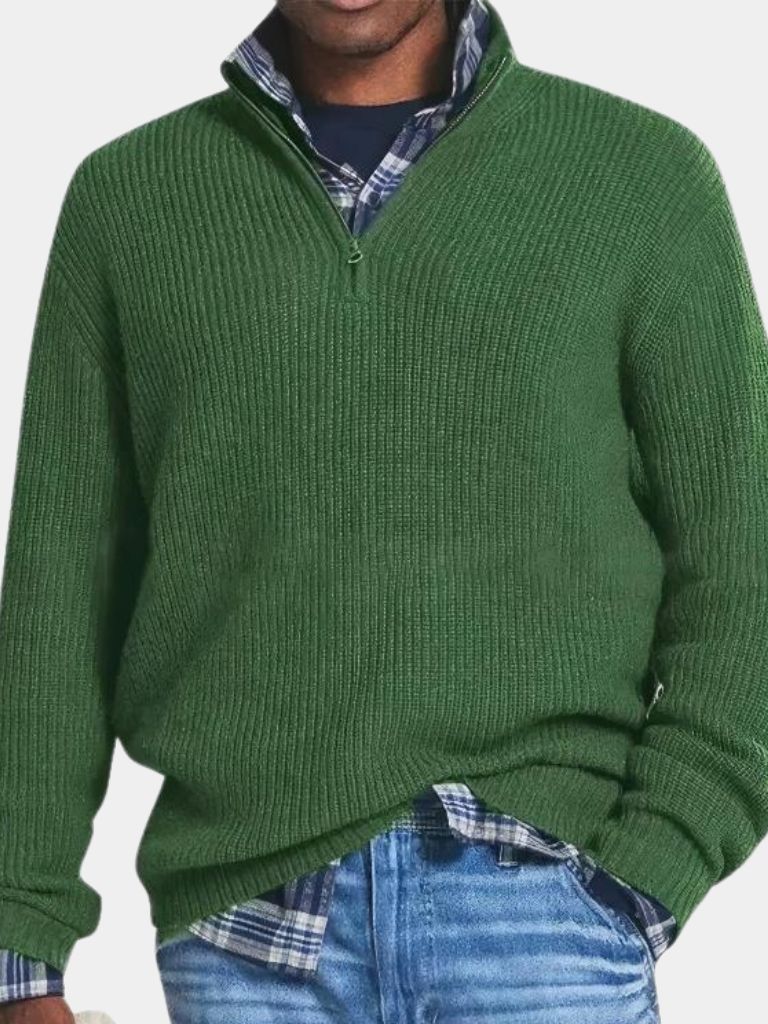 Klassischer Highland-Pullover mit Viertel-Reißverschluss
