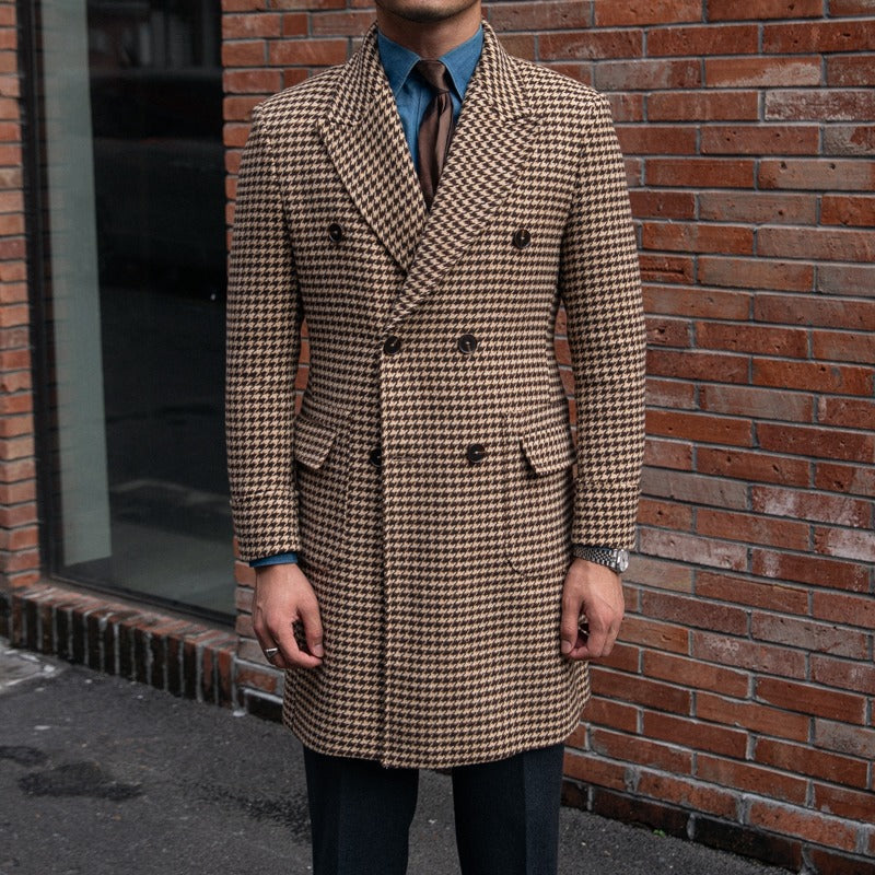 Manteau croisé à motif pied-de-poule vintage Holmes