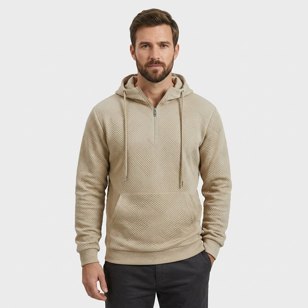 QuarterZip Hoodie mit strukturiertem Muster