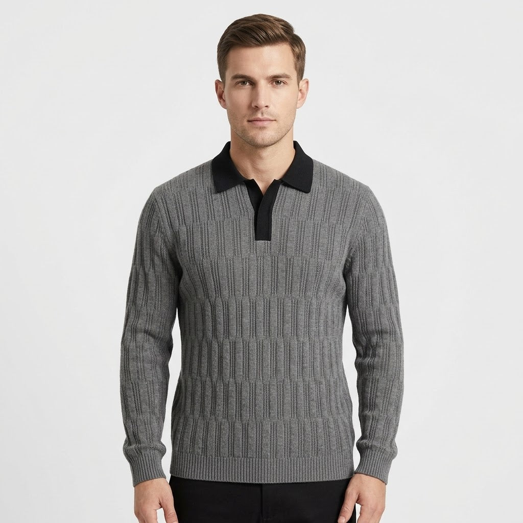 Lenny | Men's Ribbed Polo Collar Sweater