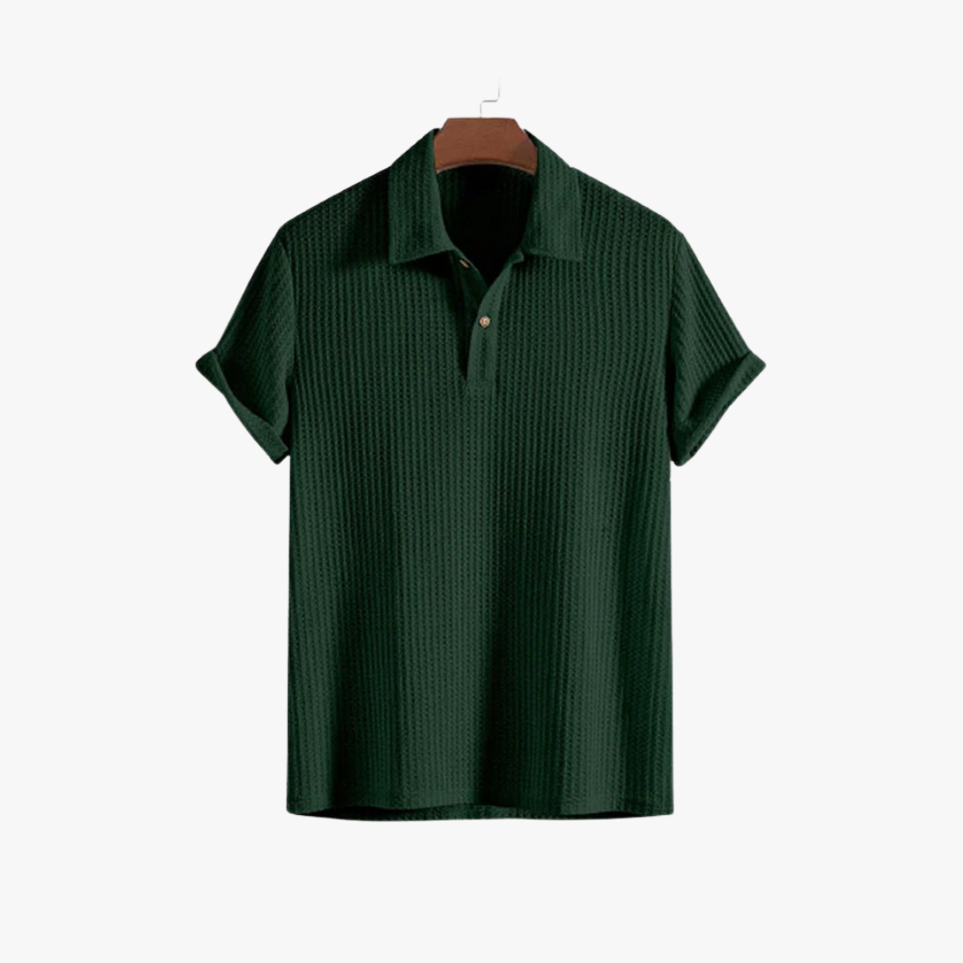 Polo côtelé en maille gaufrée