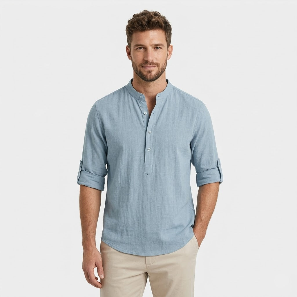 Casual Henley Neck Long Sleeve T-Shirt