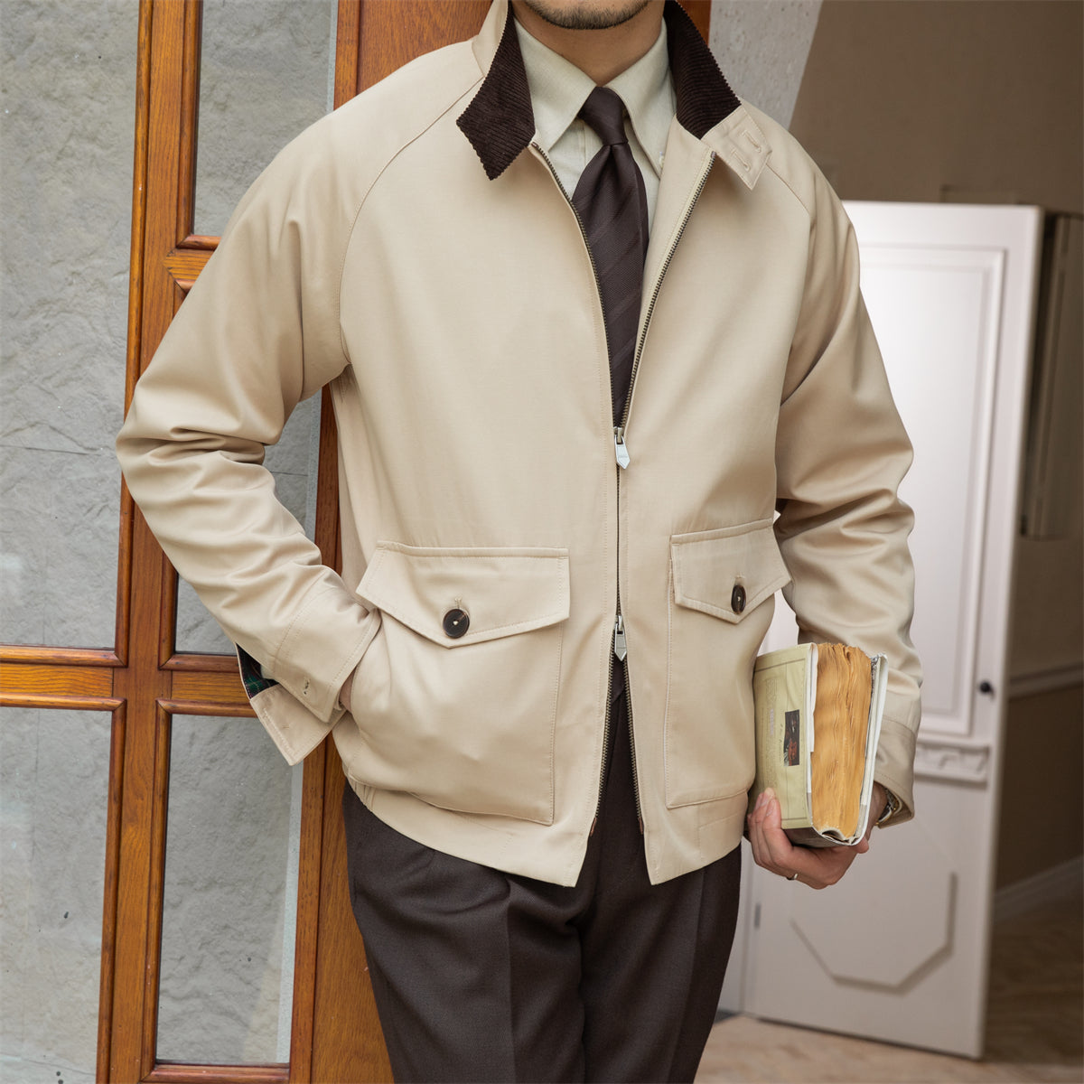 Veste Harrington G9 à col en velours côtelé