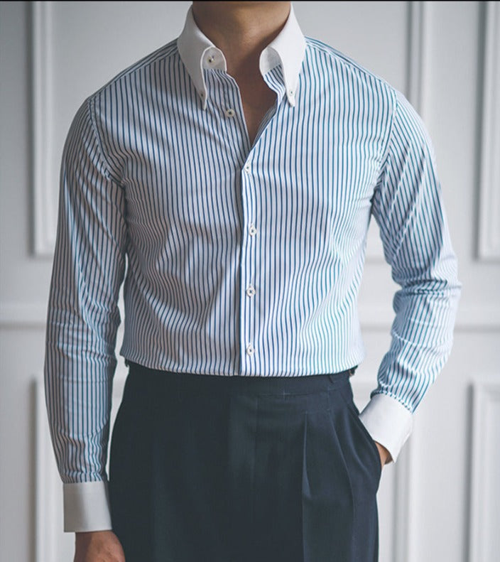 Business Slim Fit gestreiftes Hemd