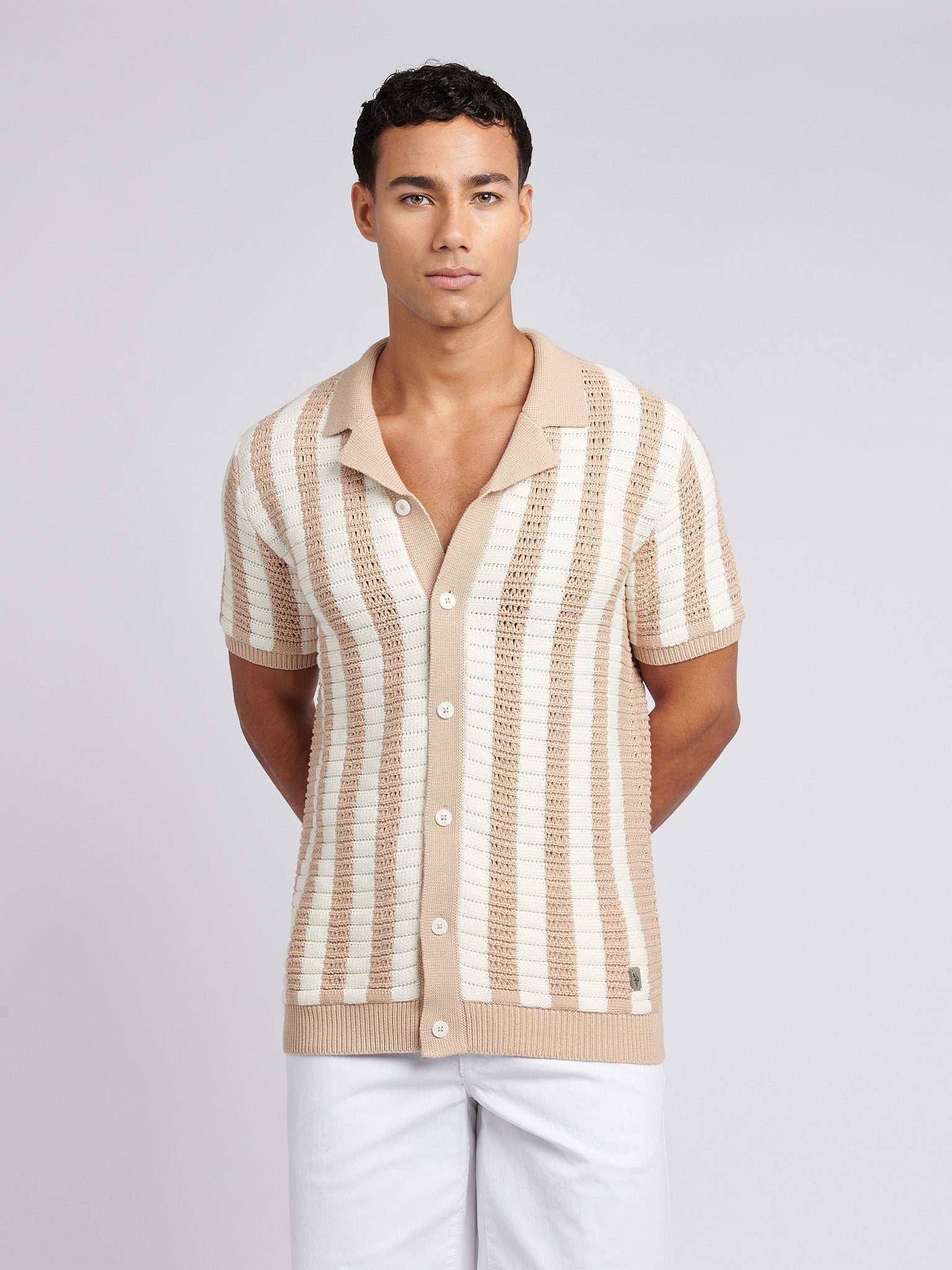 Polo en maille ouverte — Peau de chamois