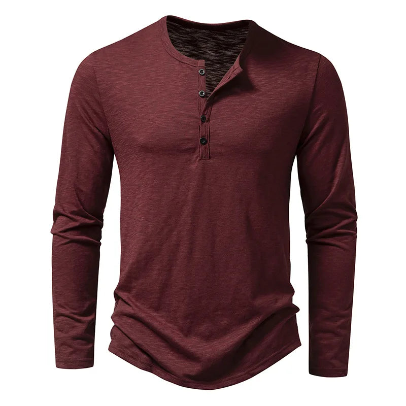 Riverside Henley à manches longues — tricot de coton