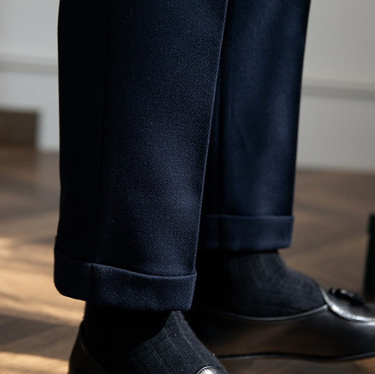 Pantalon texturé à double pli en mélange de laine de Londres