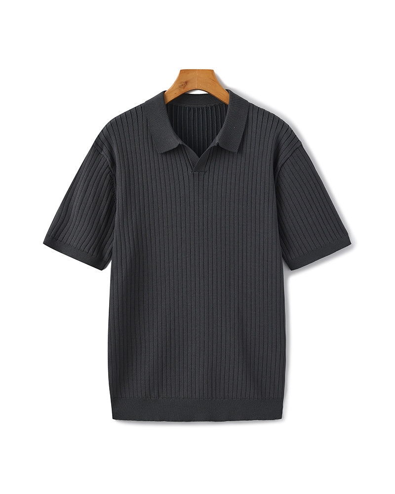 Polo en maille côtelée – Mérinos fin