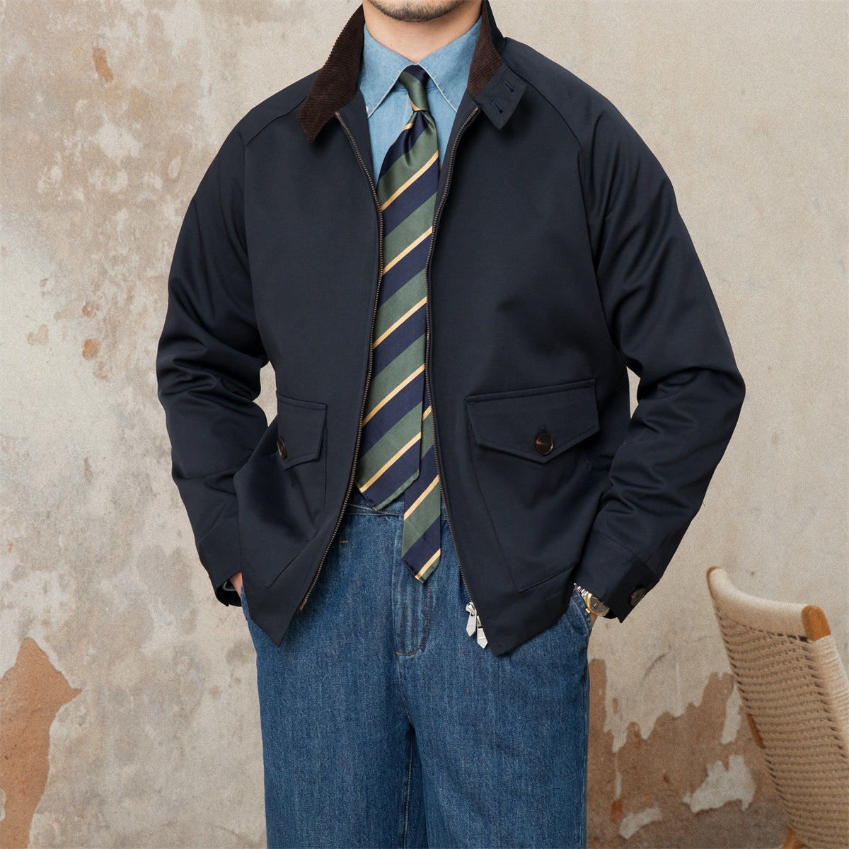 Veste Harrington G9 à col en velours côtelé