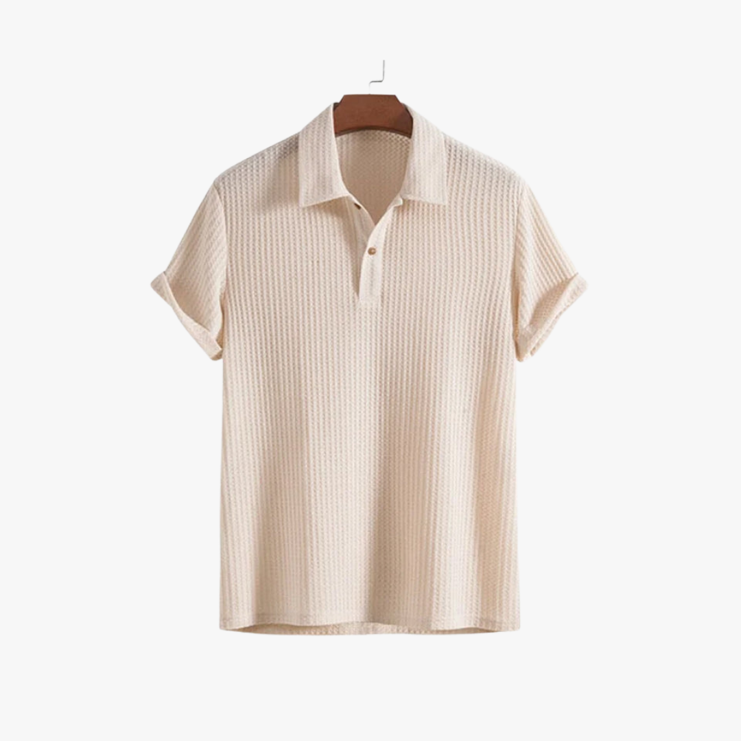 Polo côtelé en maille gaufrée