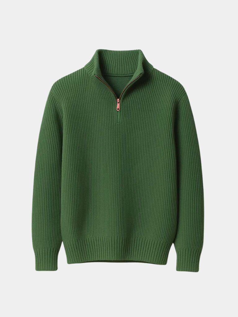Klassischer Highland-Pullover mit Viertel-Reißverschluss