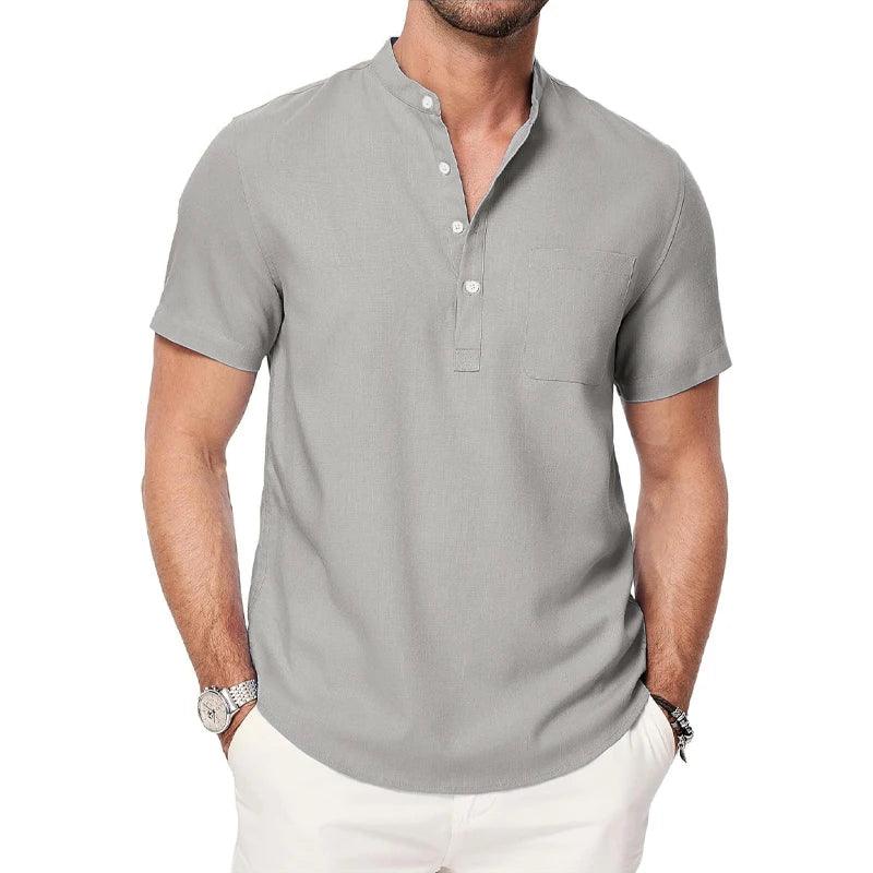 Shoreline Henley | Chemise de plage légère en coton pour homme avec poche