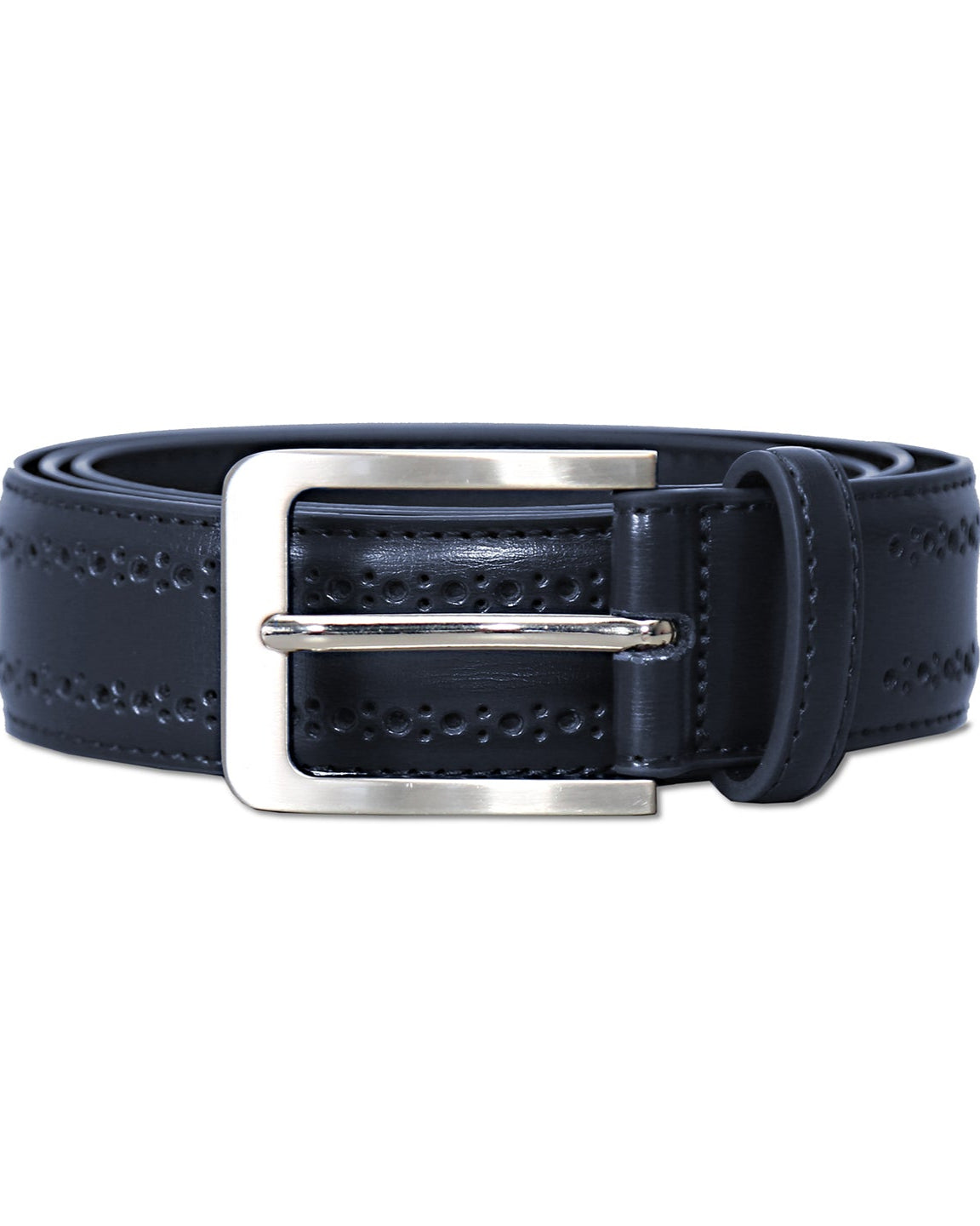 Ceinture en cuir perforé - marine