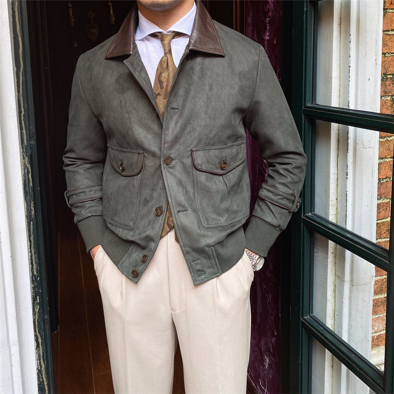 Veste vintage en daim à boutons