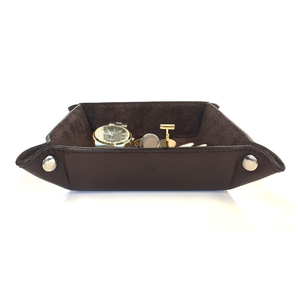 Le plateau valet Regent – cuir marron