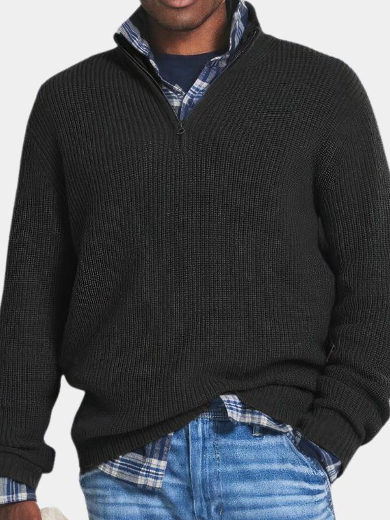 Klassischer Highland-Pullover mit Viertel-Reißverschluss
