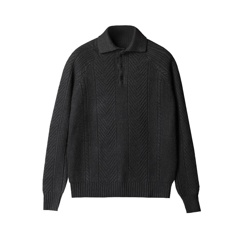 Polo à manches longues en maille avec motif géométrique