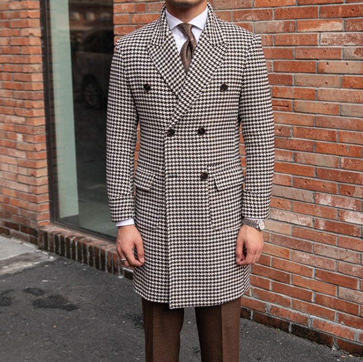Manteau croisé à motif pied-de-poule vintage Holmes