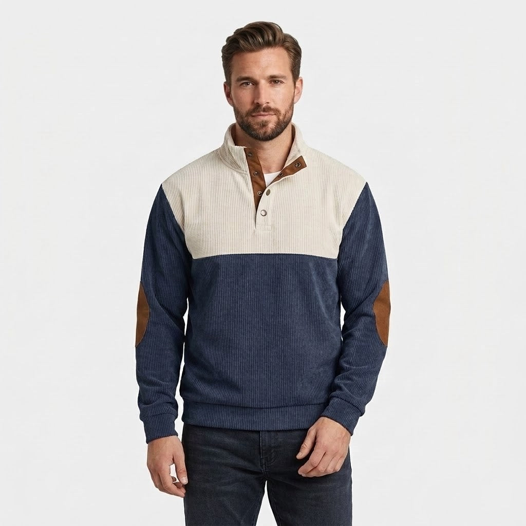 High Collar Corduroy Retro Pullover