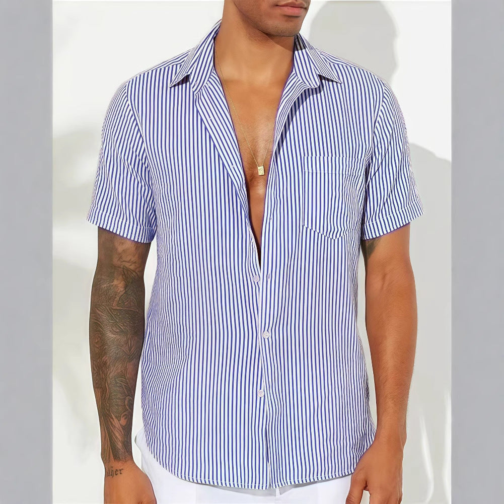 Chemise d'été à fines rayures — Manches courtes