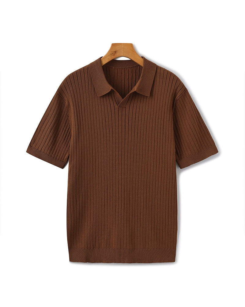 Polo en maille côtelée – Mérinos fin