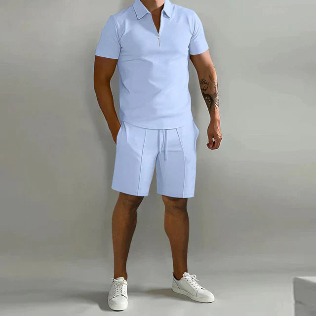 Baumwoll-Piqué-Polo & Twill-Shorts-Co-Ord
