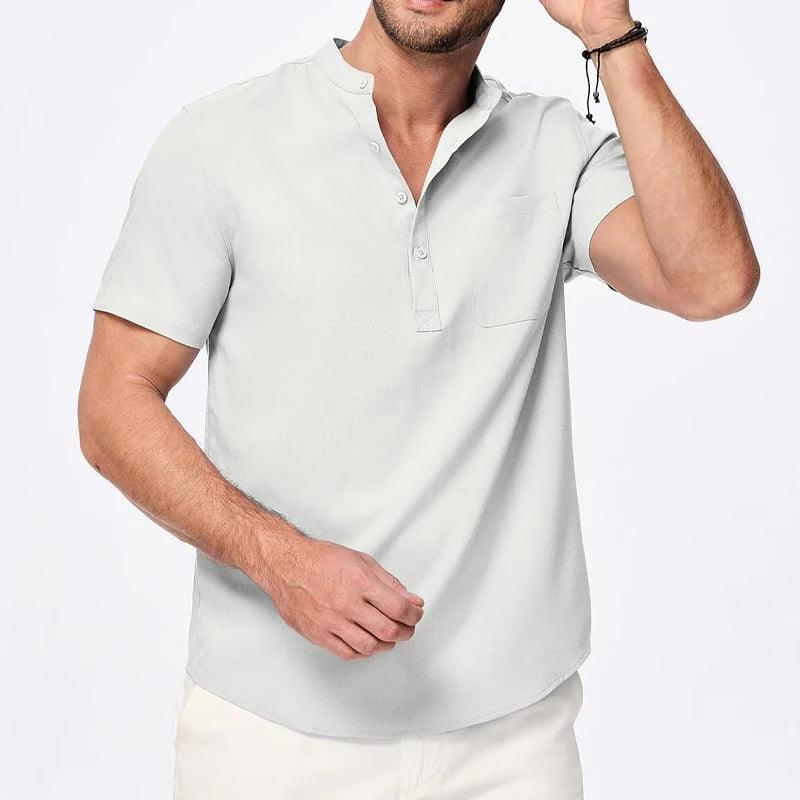 Shoreline Henley | Chemise de plage légère en coton pour homme avec poche