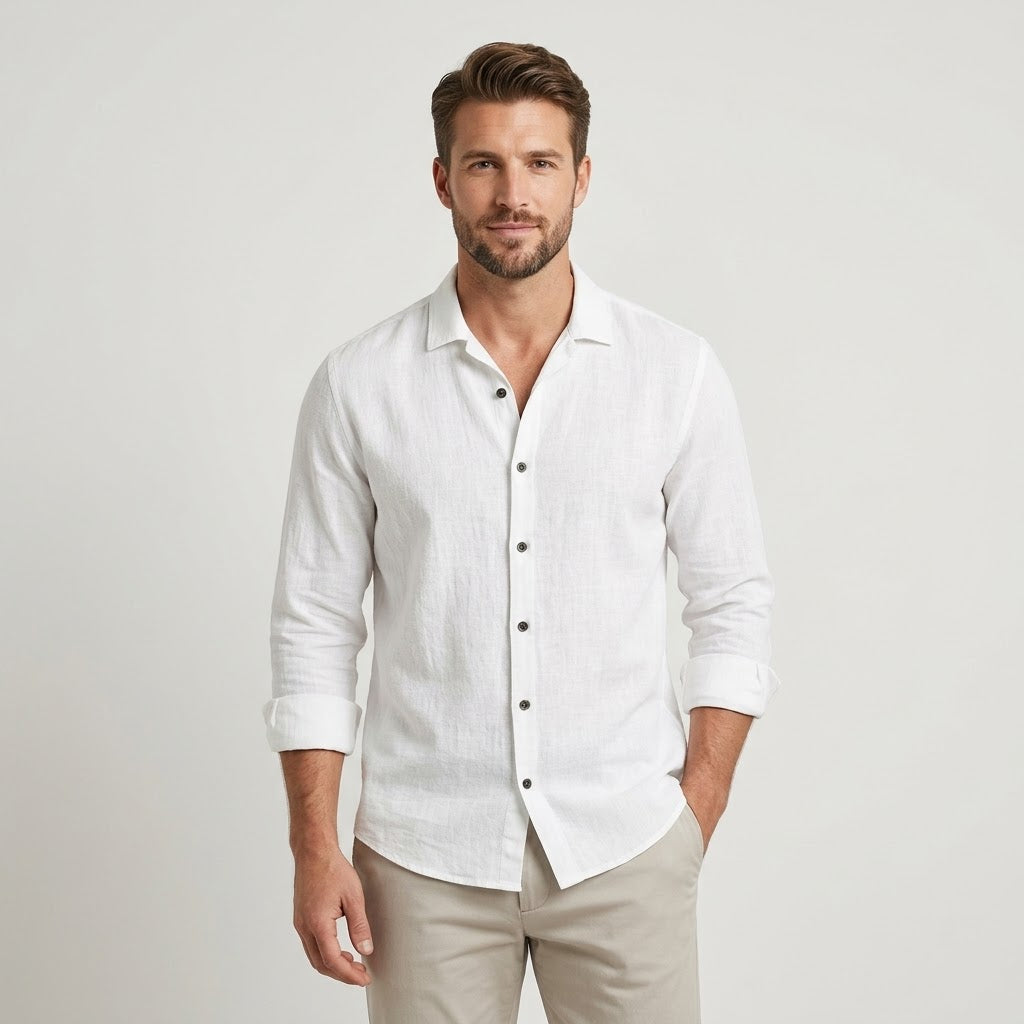 Chemise de villégiature Capri en lin – col ouvert