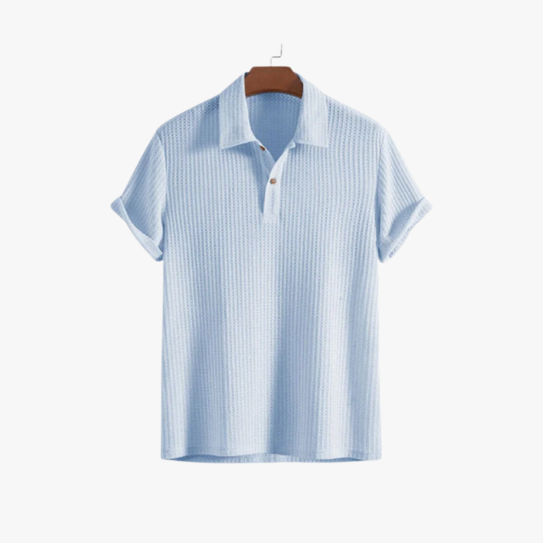 Polo côtelé en maille gaufrée