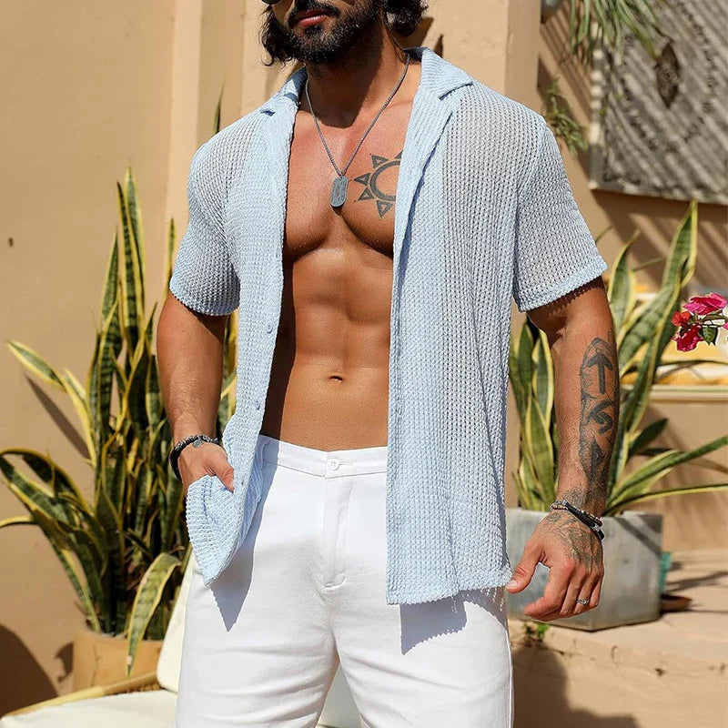 Chemise en tricot bleu Cambridge