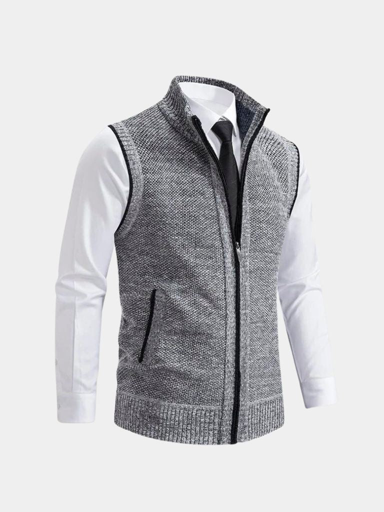 Elegante Strickweste mit durchgehendem Reißverschluss - Fayymont Co