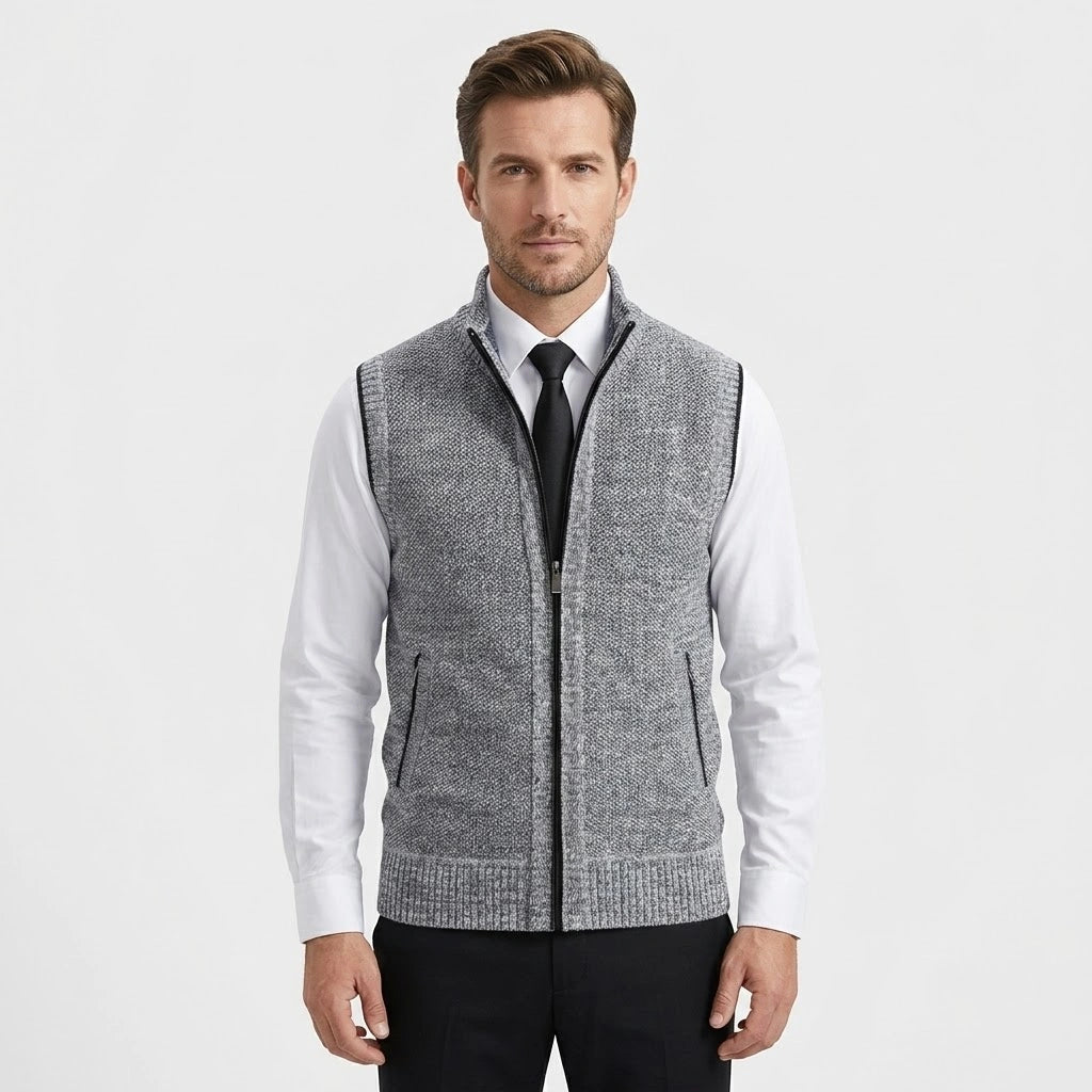 Elegante Strickweste mit durchgehendem Reißverschluss - Fayymont Co