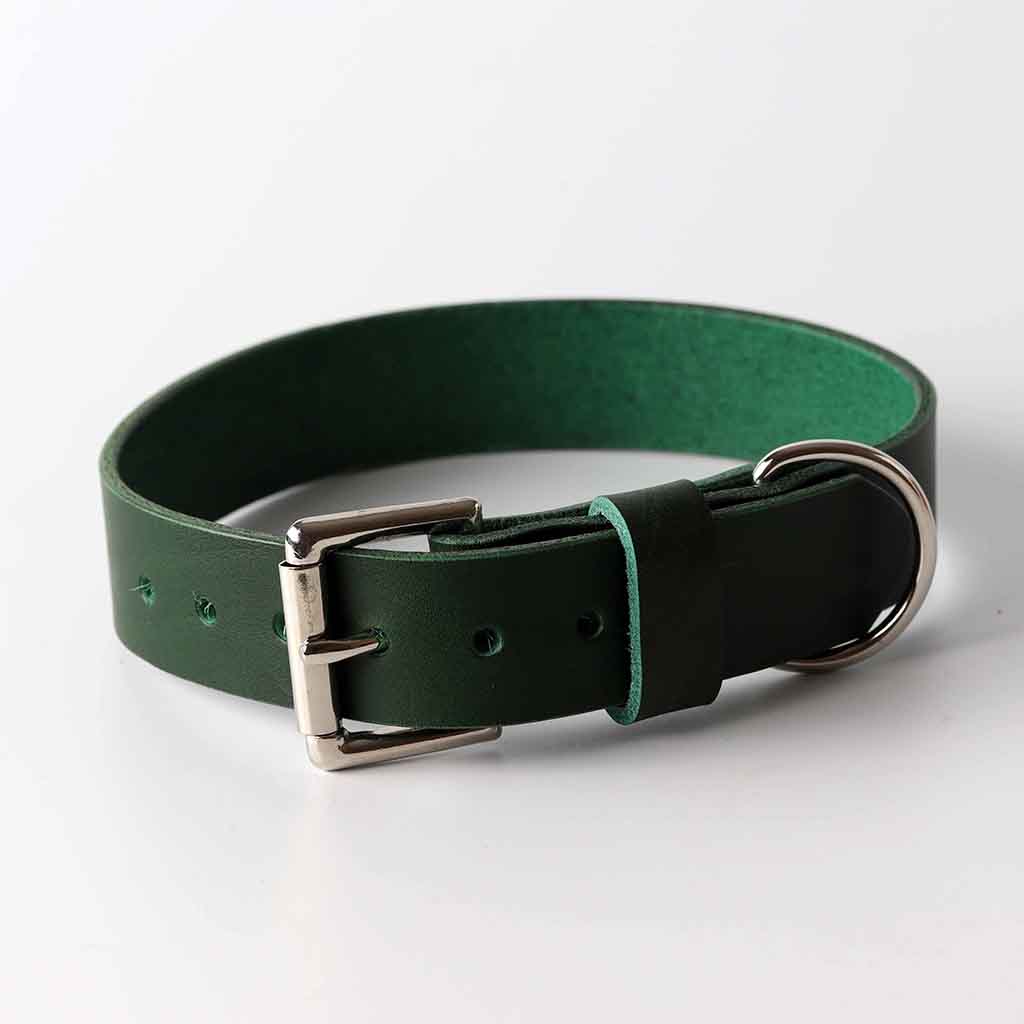 Collier pour chien en cuir vert / cuir italien / par Kaseta